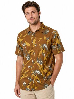 Men's Hawaiian Shirt Short Sleeve Abstract Tropical Print Casual Button Down Top